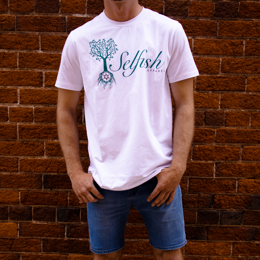 Selfish Apparel Solo Shirt White Green Logo